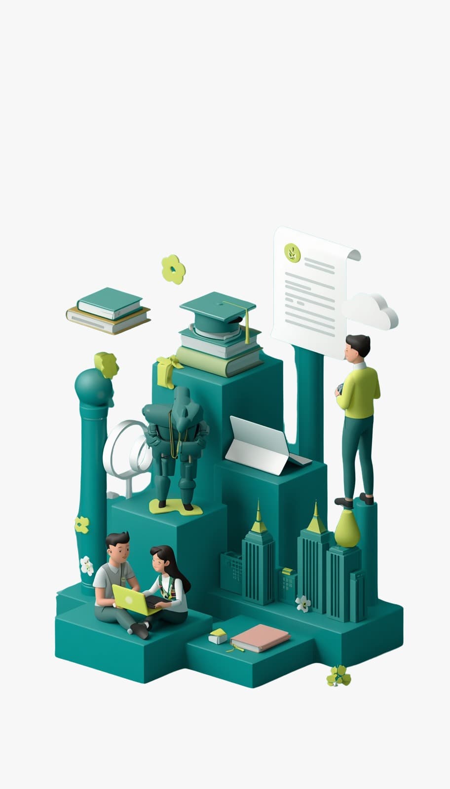 3D characters engaging in academic progression